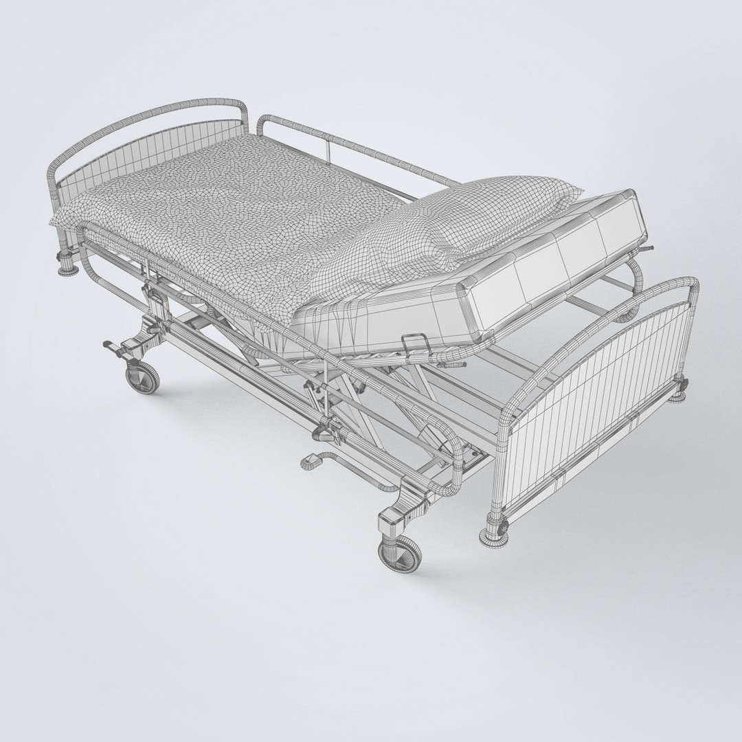 Hospital Bed 3D Model – High Poly Medical Equipment, FBX, OBJ - View 21