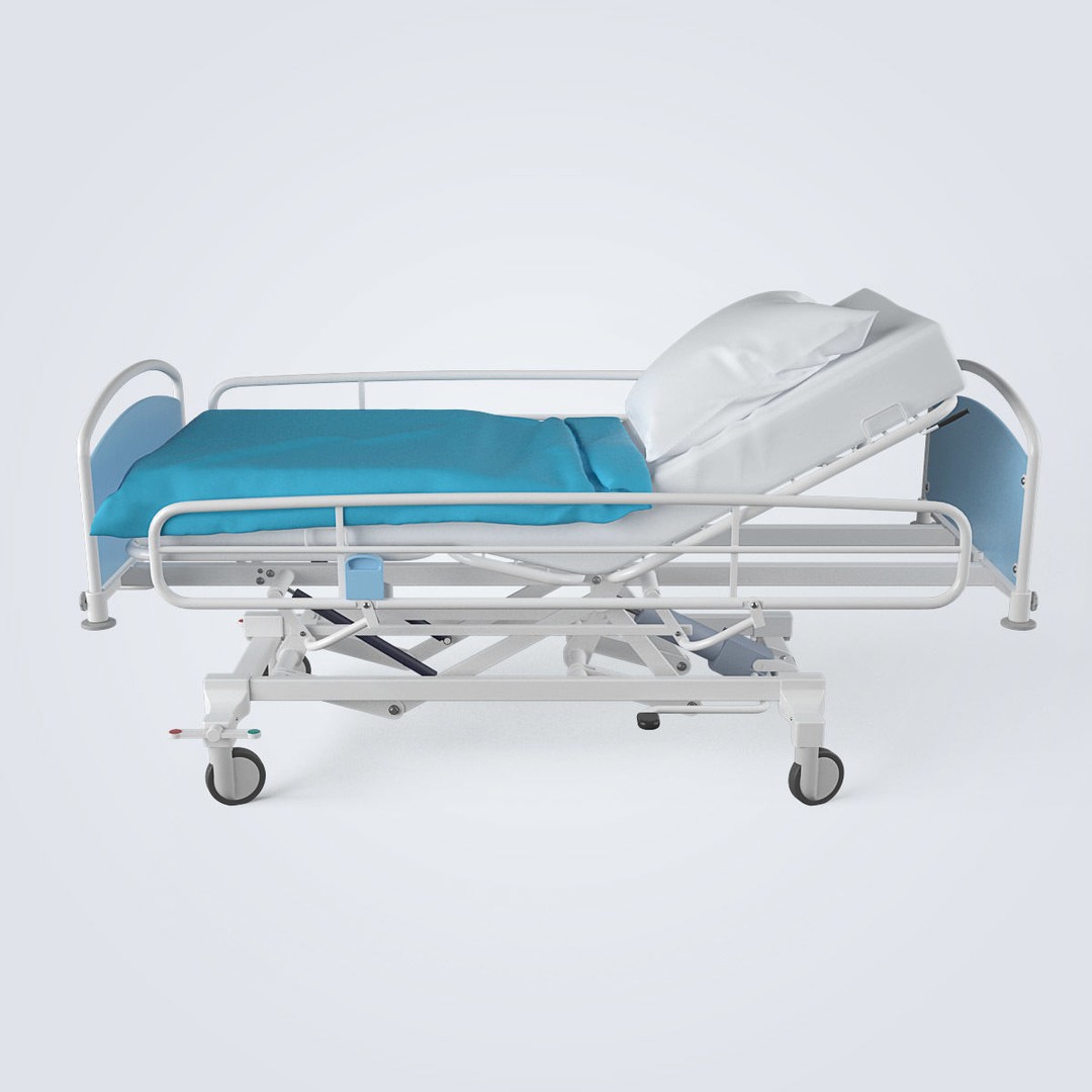 Hospital Bed 3D Model – High Poly Medical Equipment, FBX, OBJ - View 3