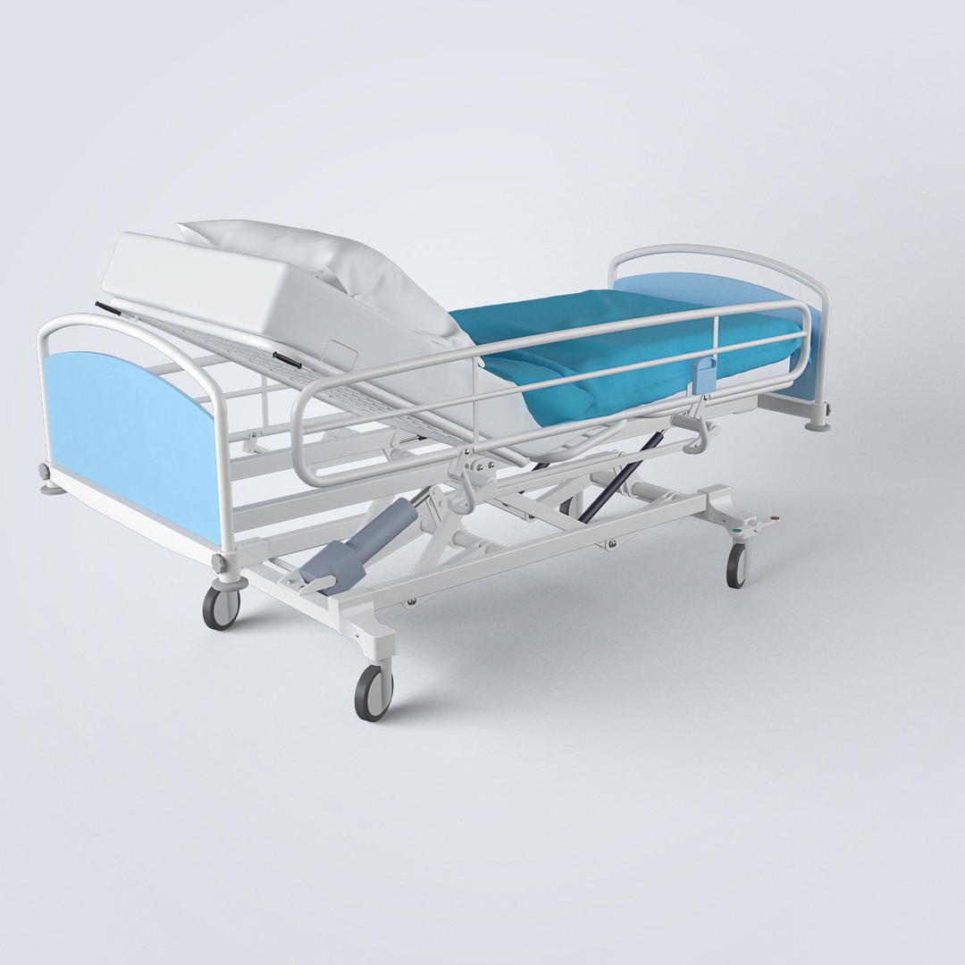 Hospital Bed 3D Model – High Poly Medical Equipment, FBX, OBJ - View 6