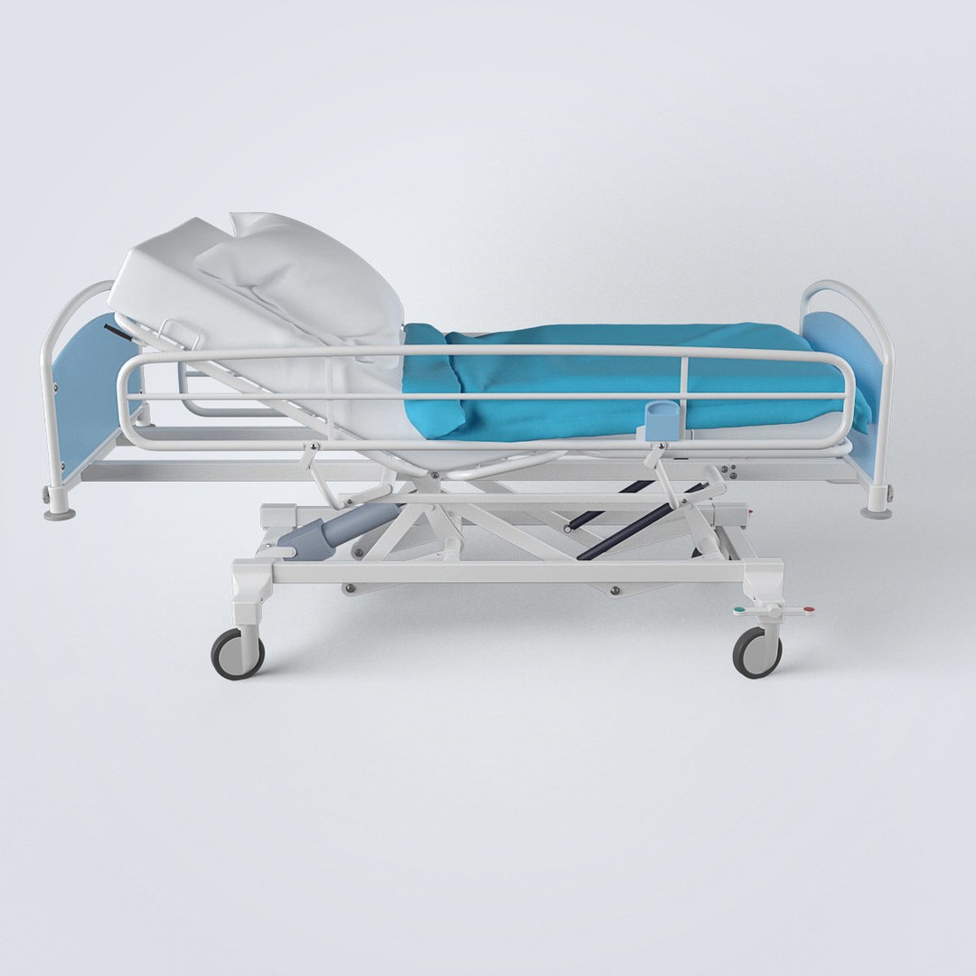 Hospital Bed 3D Model – High Poly Medical Equipment, FBX, OBJ - View 7