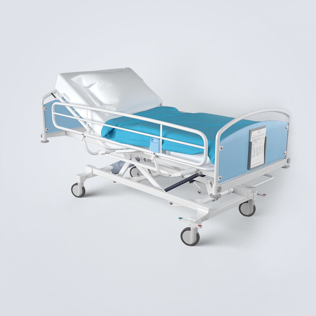 Hospital Bed 3D Model – High Poly Medical Equipment, FBX, OBJ - View 8