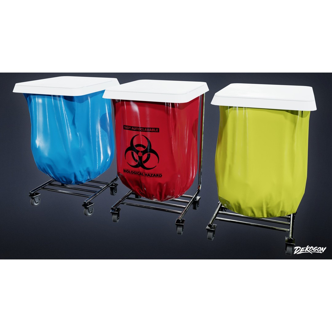 Hospital Disposal Stand 3D Model – Low Poly Game Asset, FBX - View 3