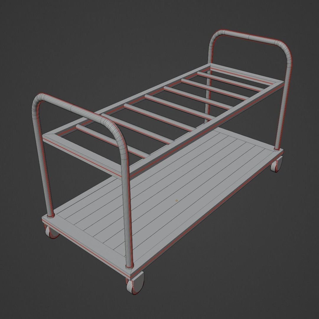 Steel Cart 3D Model – Low Poly Game Ready Asset, FBX, Blender
