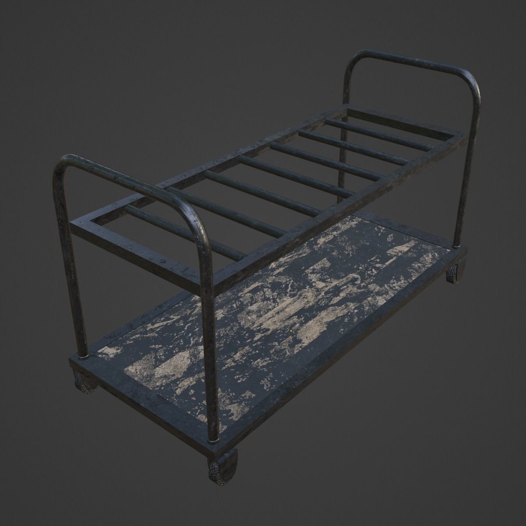 Steel Cart 3D Model – Low Poly Game Ready Asset, FBX, Blender - View 10
