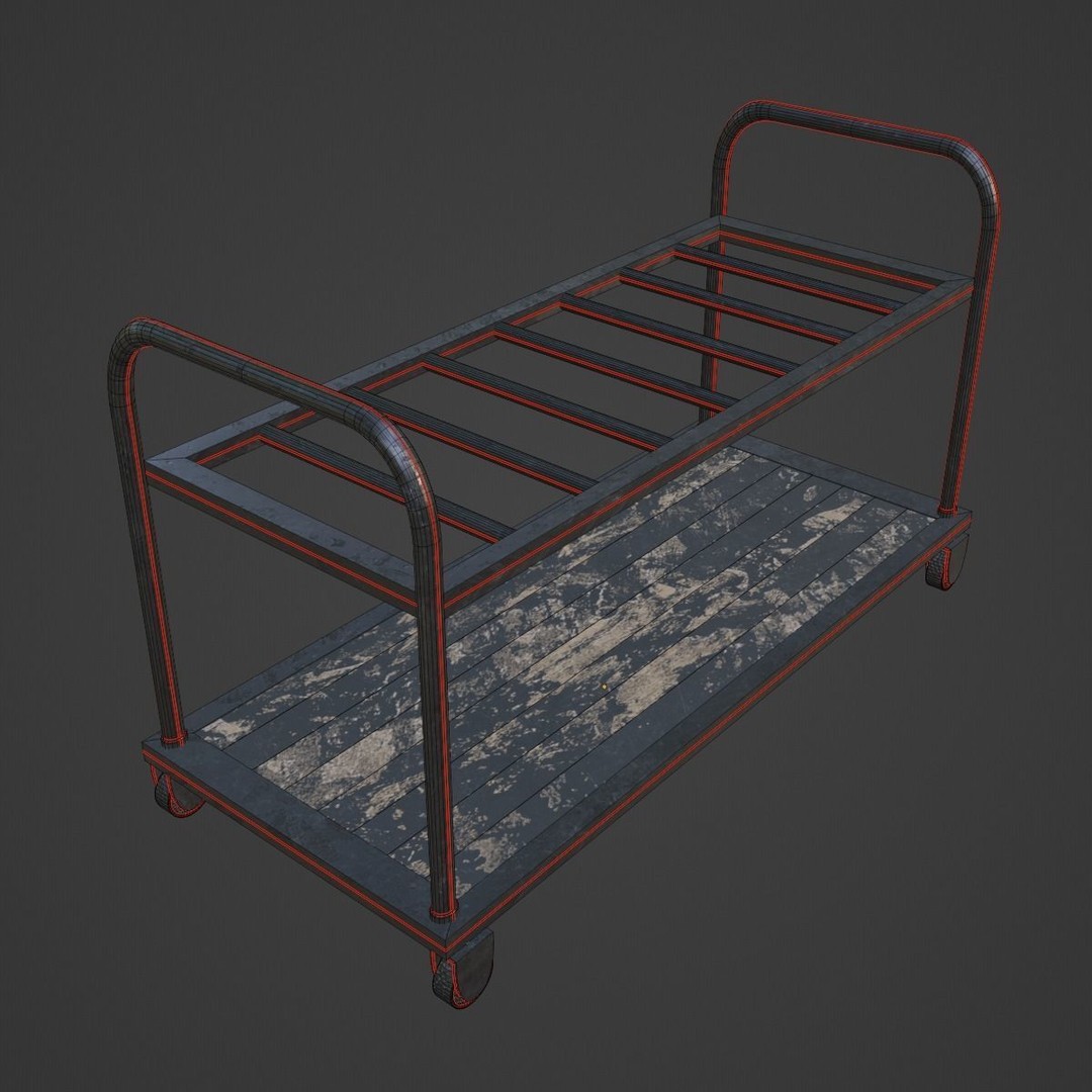 Steel Cart 3D Model – Low Poly Game Ready Asset, FBX, Blender - View 11