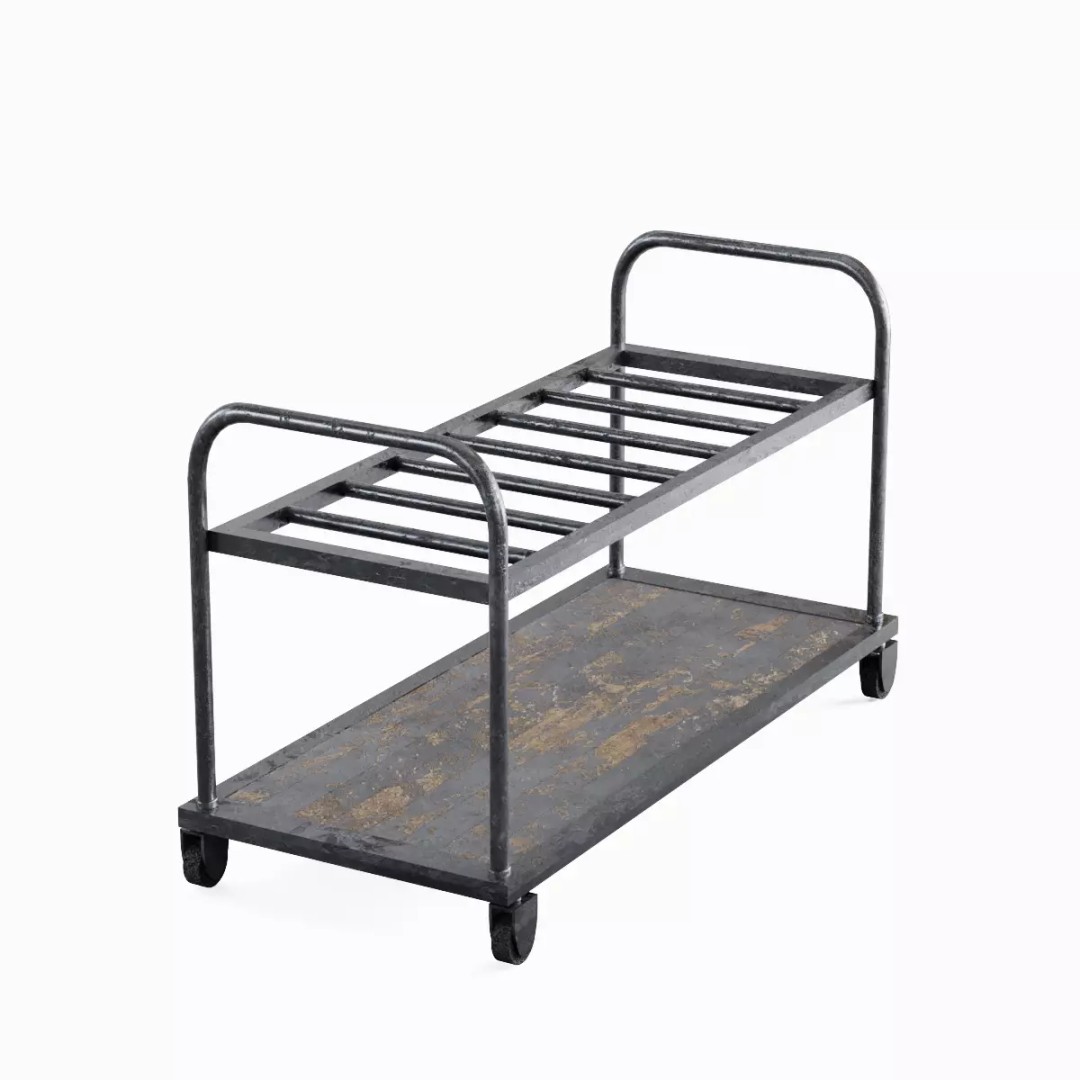 Steel Cart 3D Model – Low Poly Game Ready Asset, FBX, Blender - View 2