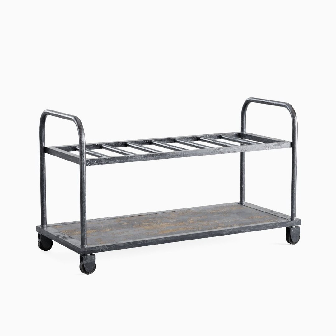 Steel Cart 3D Model – Low Poly Game Ready Asset, FBX, Blender - View 3