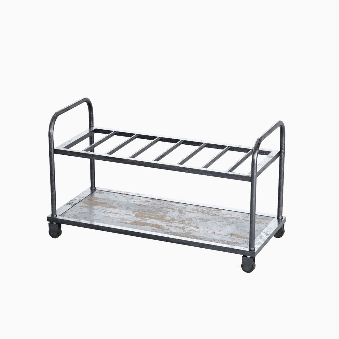 Steel Cart 3D Model – Low Poly Game Ready Asset, FBX, Blender - View 4