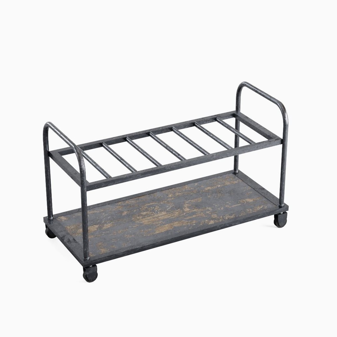 Steel Cart 3D Model – Low Poly Game Ready Asset, FBX, Blender - View 5