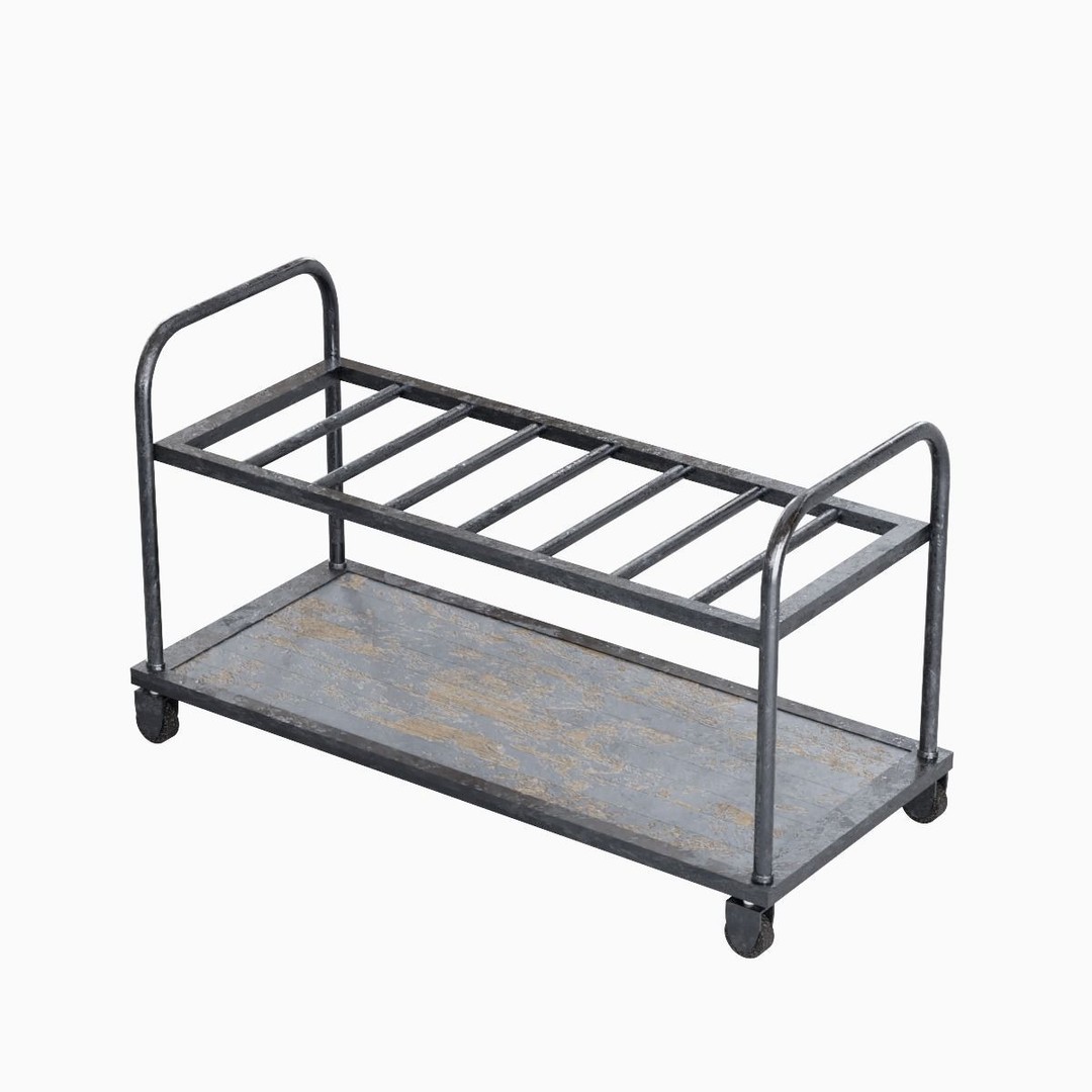 Steel Cart 3D Model – Low Poly Game Ready Asset, FBX, Blender - View 7