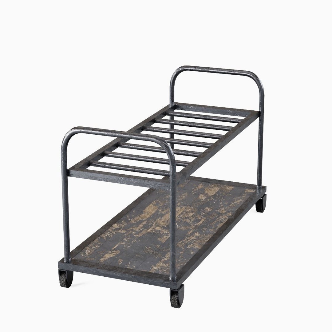 Steel Cart 3D Model – Low Poly Game Ready Asset, FBX, Blender - View 8
