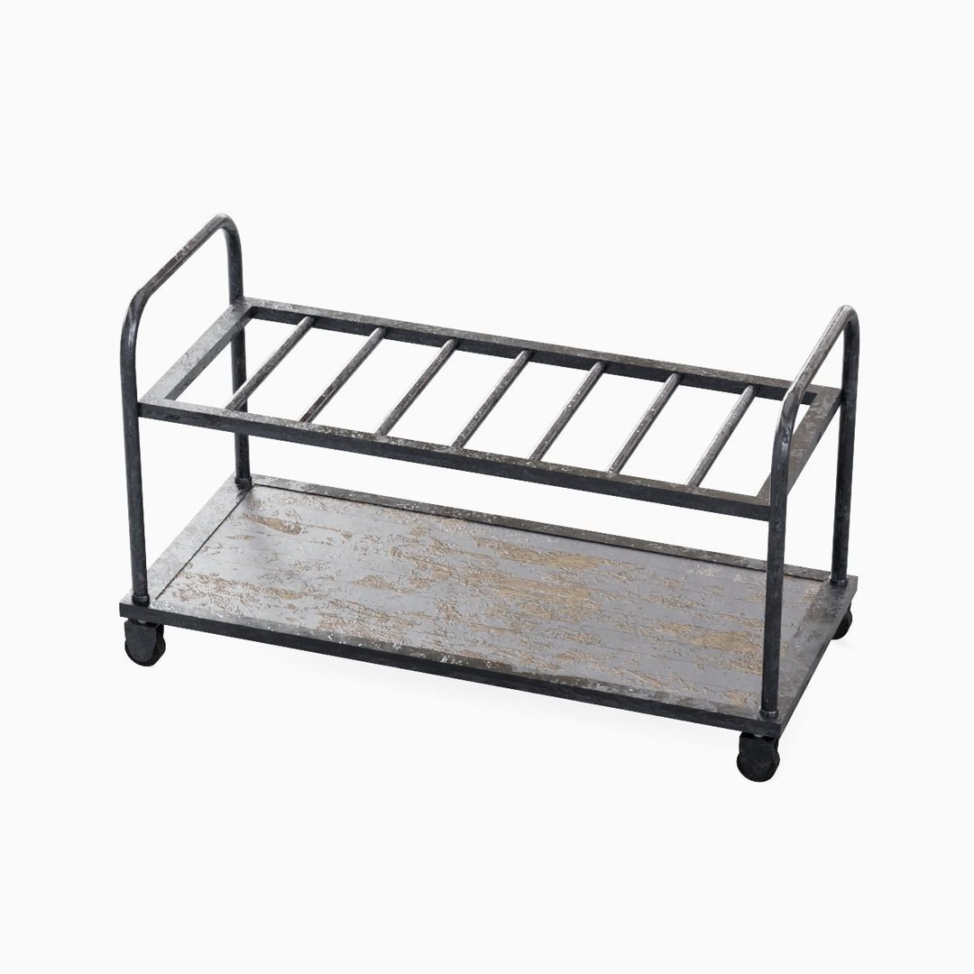 Steel Cart 3D Model – Low Poly Game Ready Asset, FBX, Blender - View 9