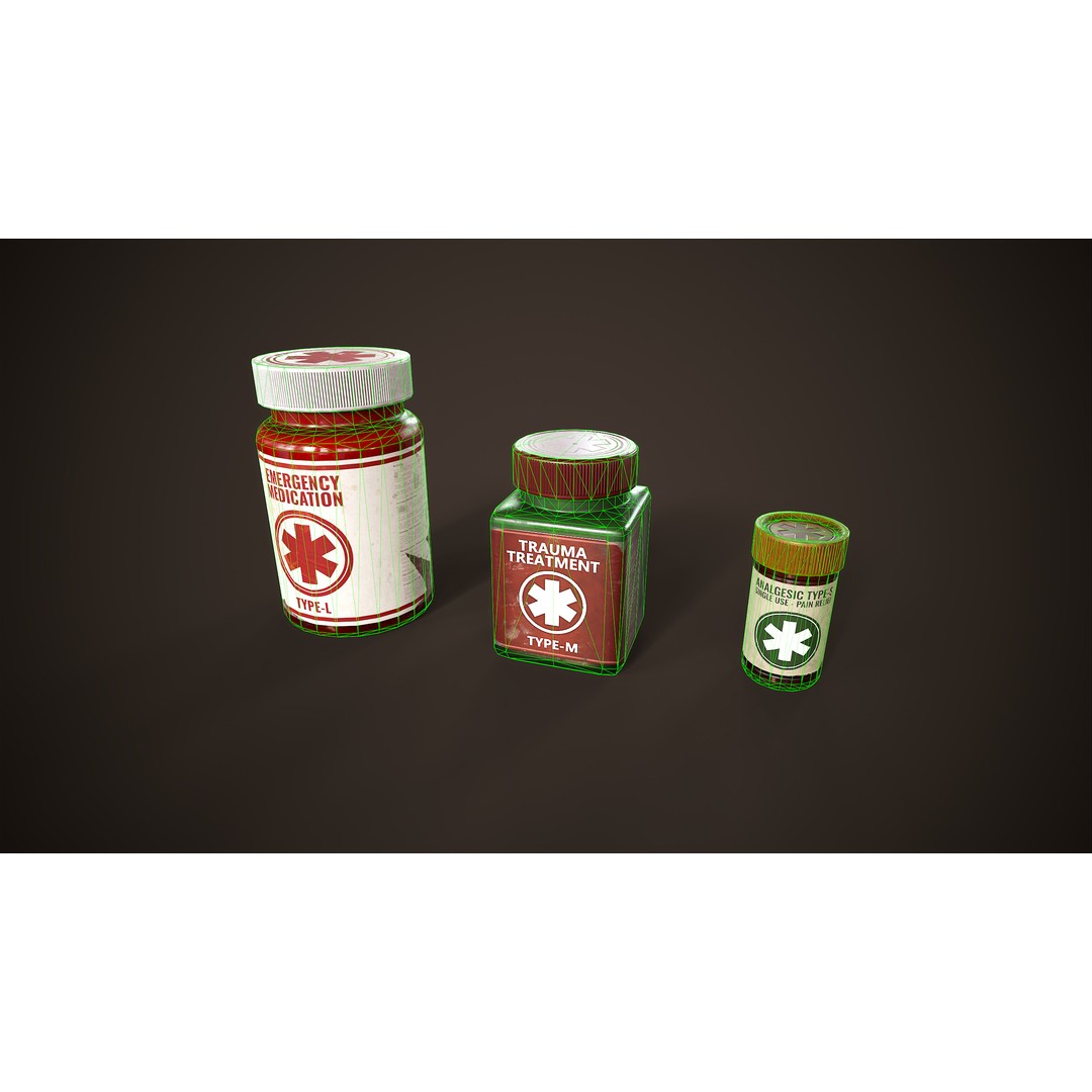 Health Restoration 3D Model – Low Poly Medical Bottles, FBX, OBJ - View 16