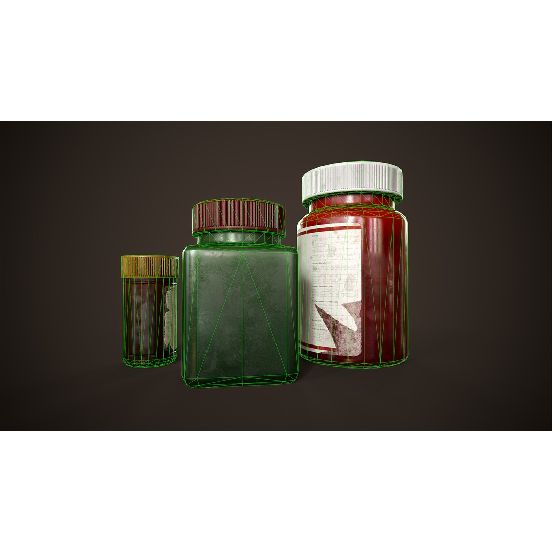 Health Restoration 3D Model – Low Poly Medical Bottles, FBX, OBJ - View 17