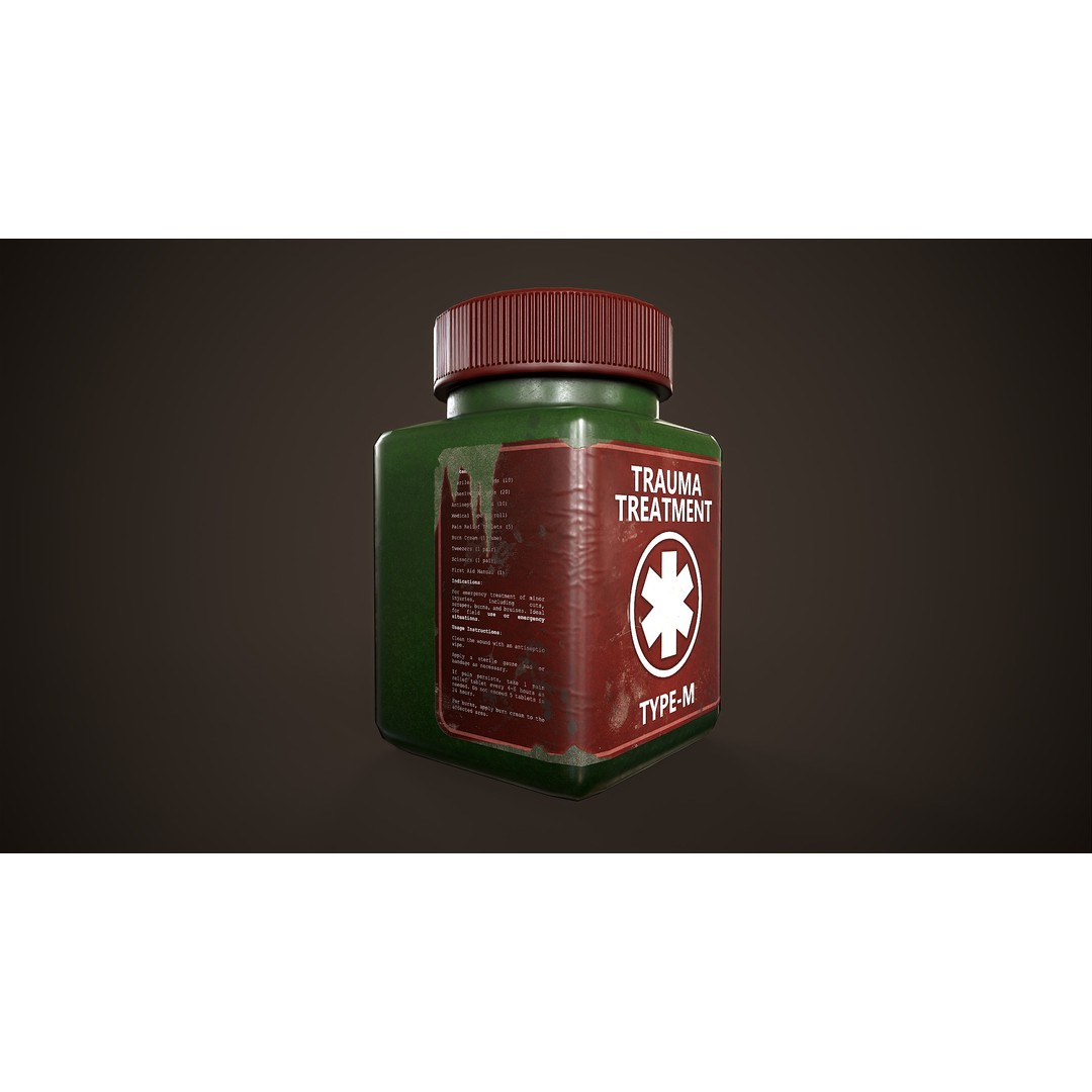 Health Restoration 3D Model – Low Poly Medical Bottles, FBX, OBJ - View 6