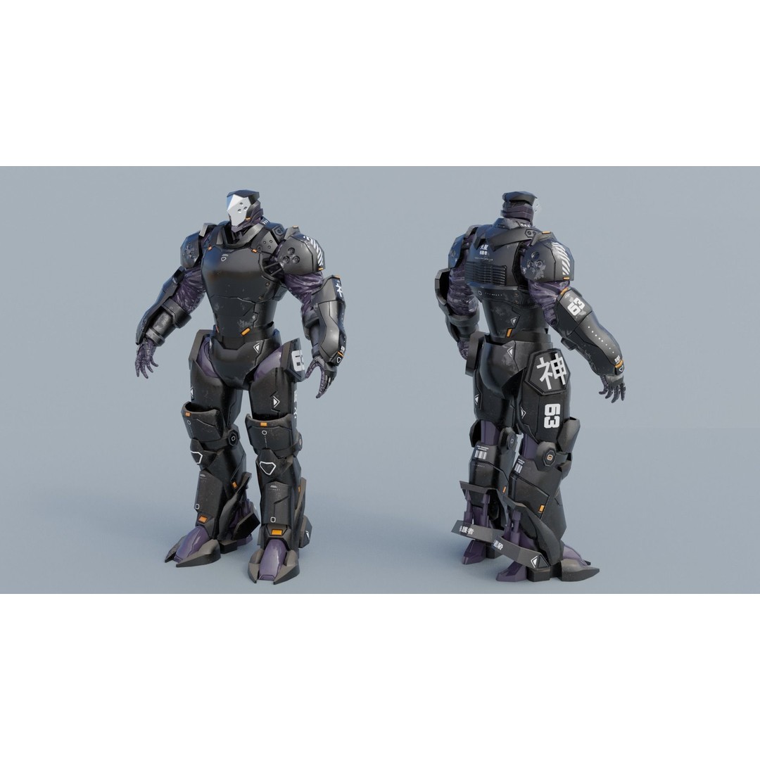 Low Poly Robot 3D Model – Sci-Fi Character, Rigged, PBR, FBX - View 10