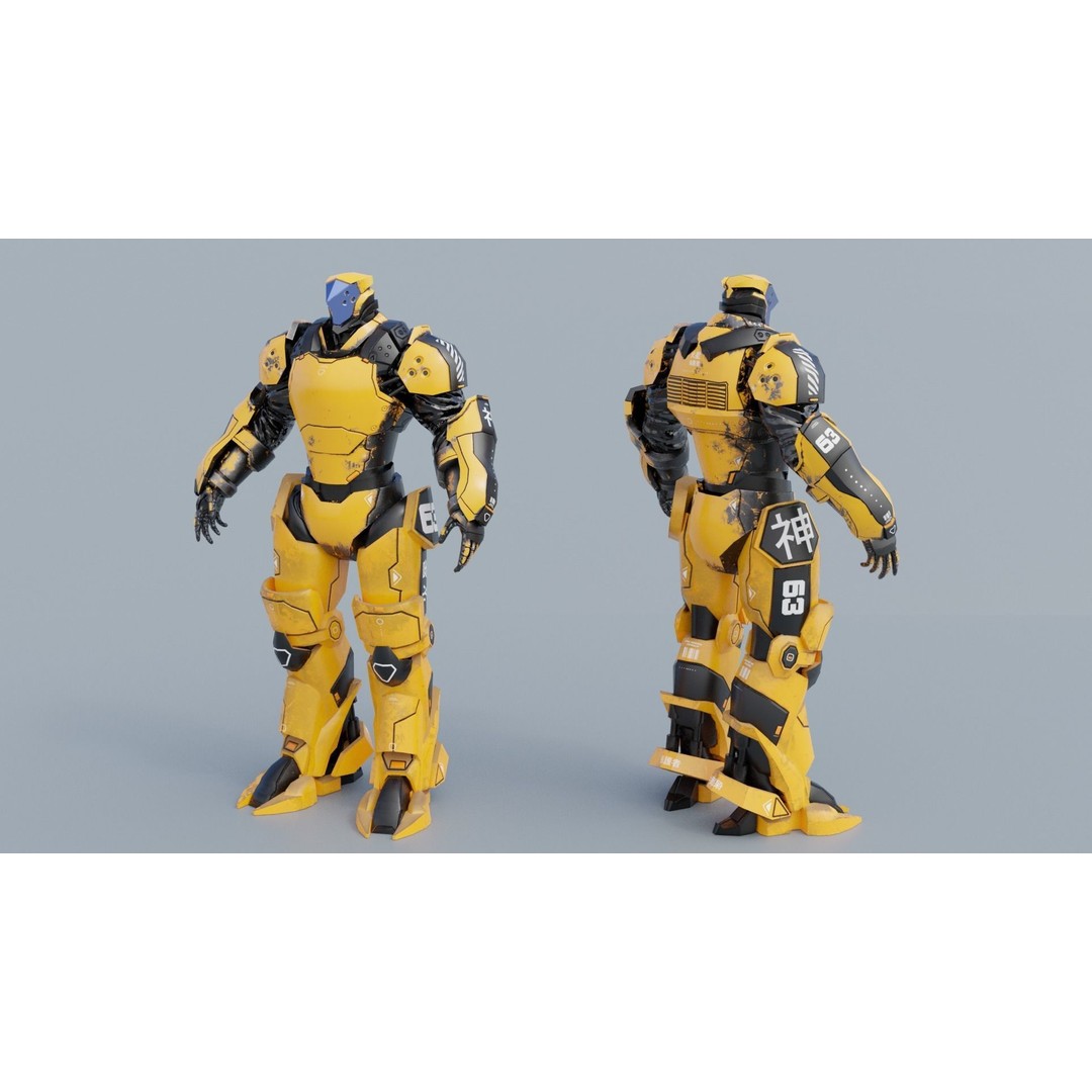 Low Poly Robot 3D Model – Sci-Fi Character, Rigged, PBR, FBX - View 11