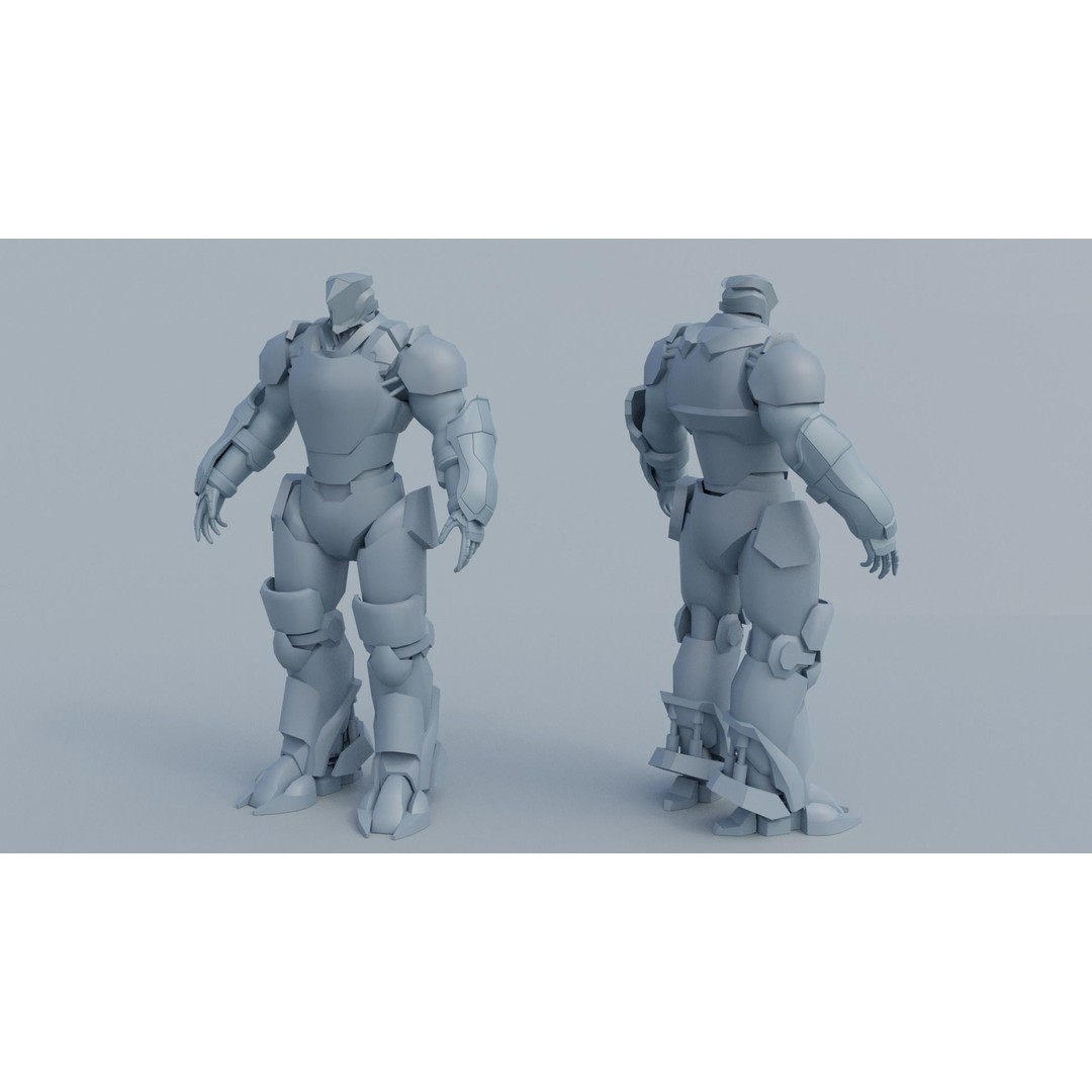 Low Poly Robot 3D Model – Sci-Fi Character, Rigged, PBR, FBX - View 12