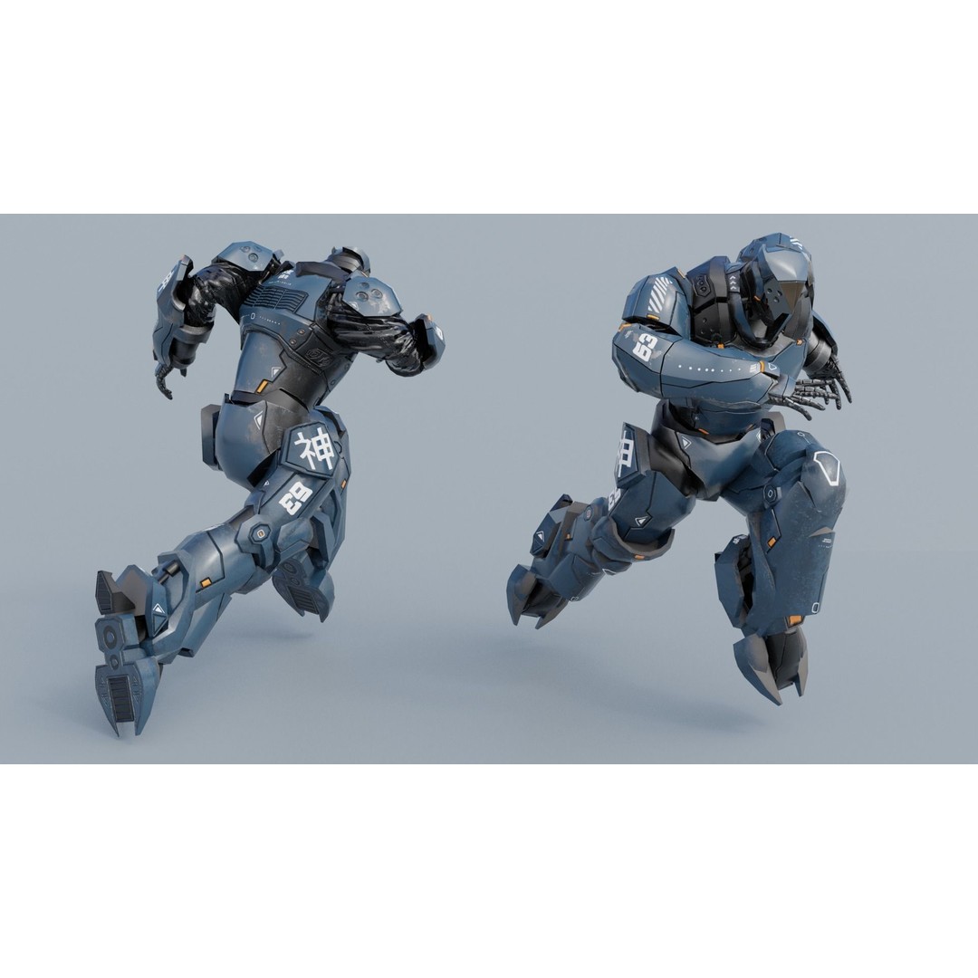 Low Poly Robot 3D Model – Sci-Fi Character, Rigged, PBR, FBX - View 13