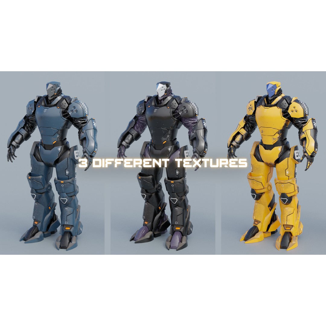 Low Poly Robot 3D Model – Sci-Fi Character, Rigged, PBR, FBX - View 8