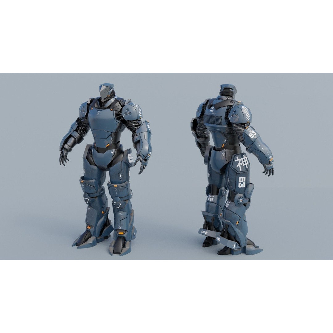Low Poly Robot 3D Model – Sci-Fi Character, Rigged, PBR, FBX - View 9