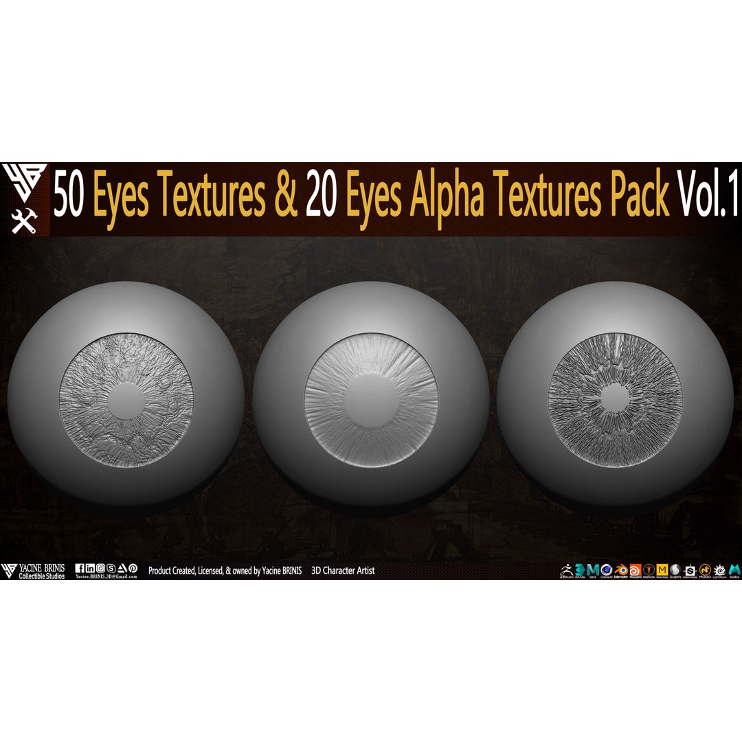 50 Eyes Textures 3D Model – Low Poly Alpha Textures Pack, JPEG - View 4