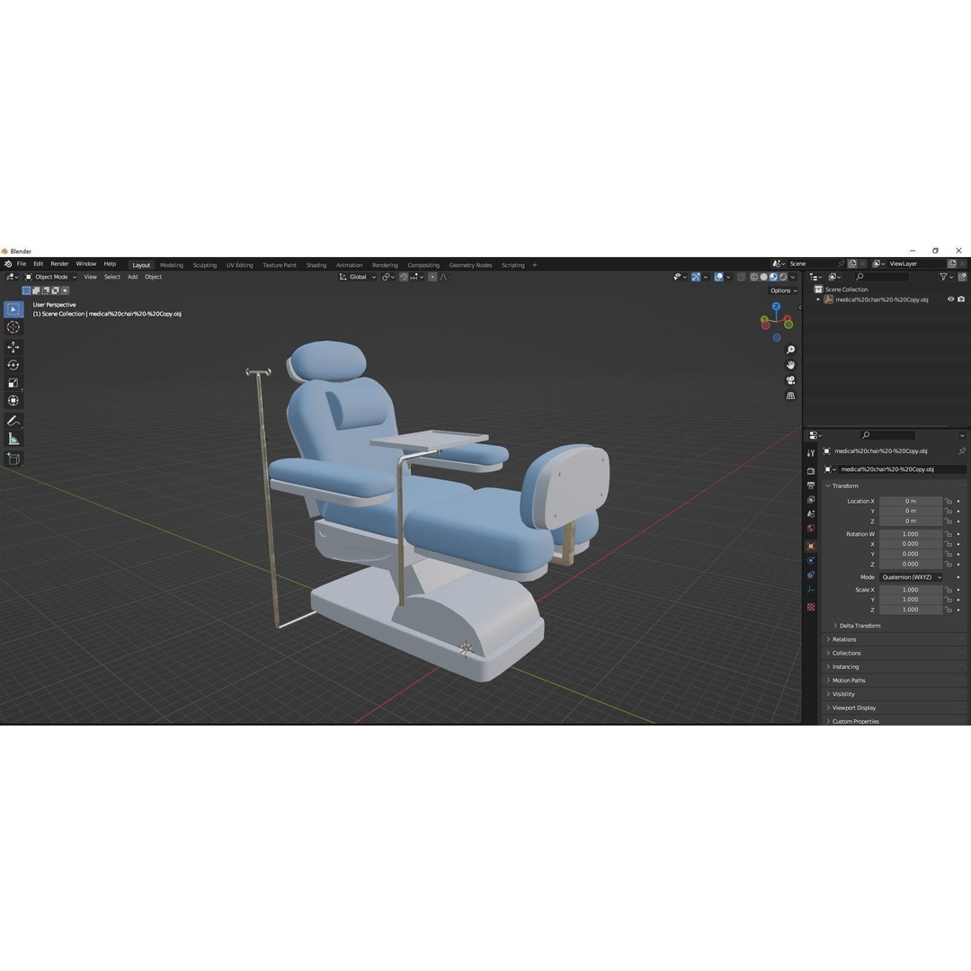 Multifunction Electric Blood Donation Chair 3D Model – Low Poly PBR Medical Asset, FBX
