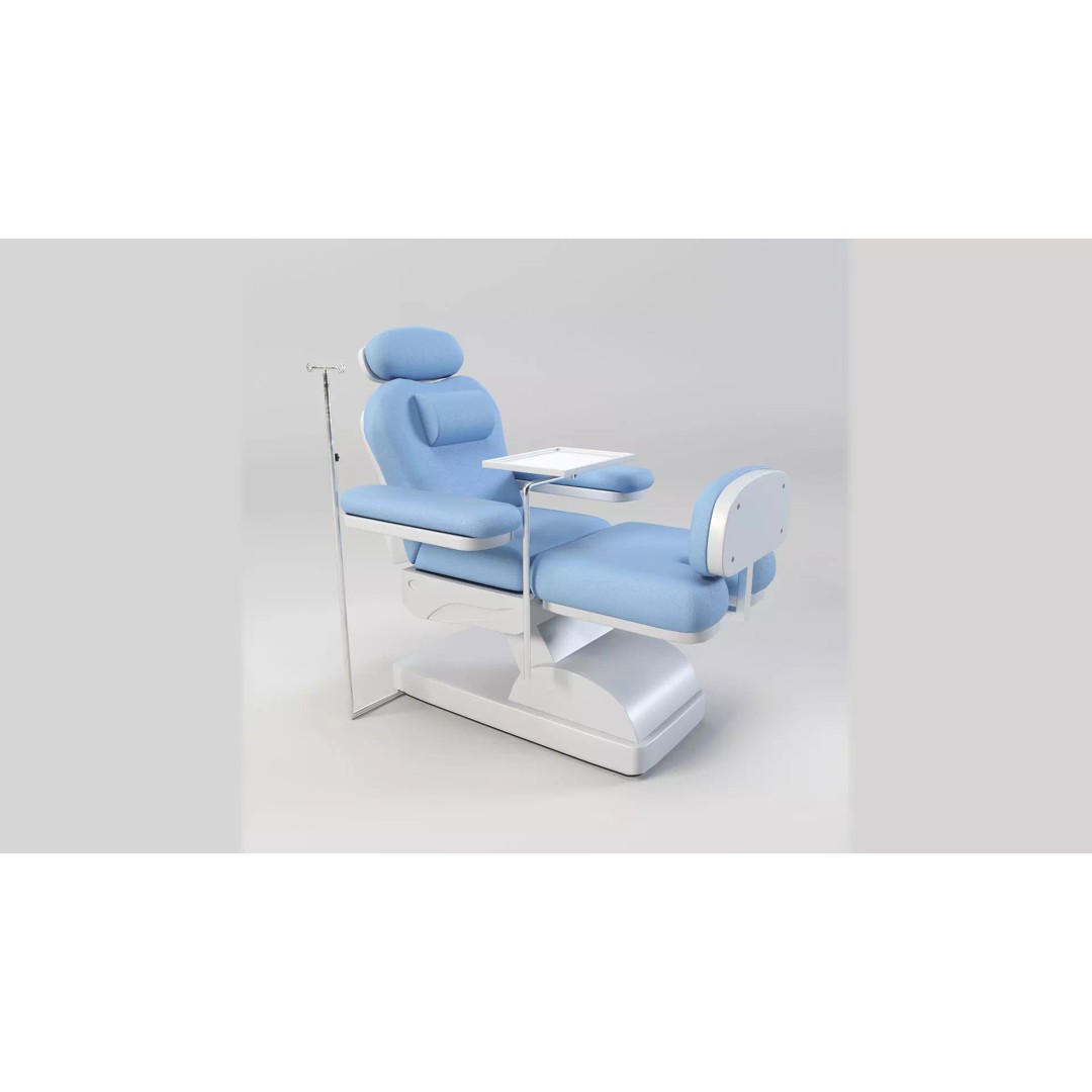 Multifunction Electric Blood Donation Chair 3D Model – Low Poly PBR Medical Asset, FBX - View 2