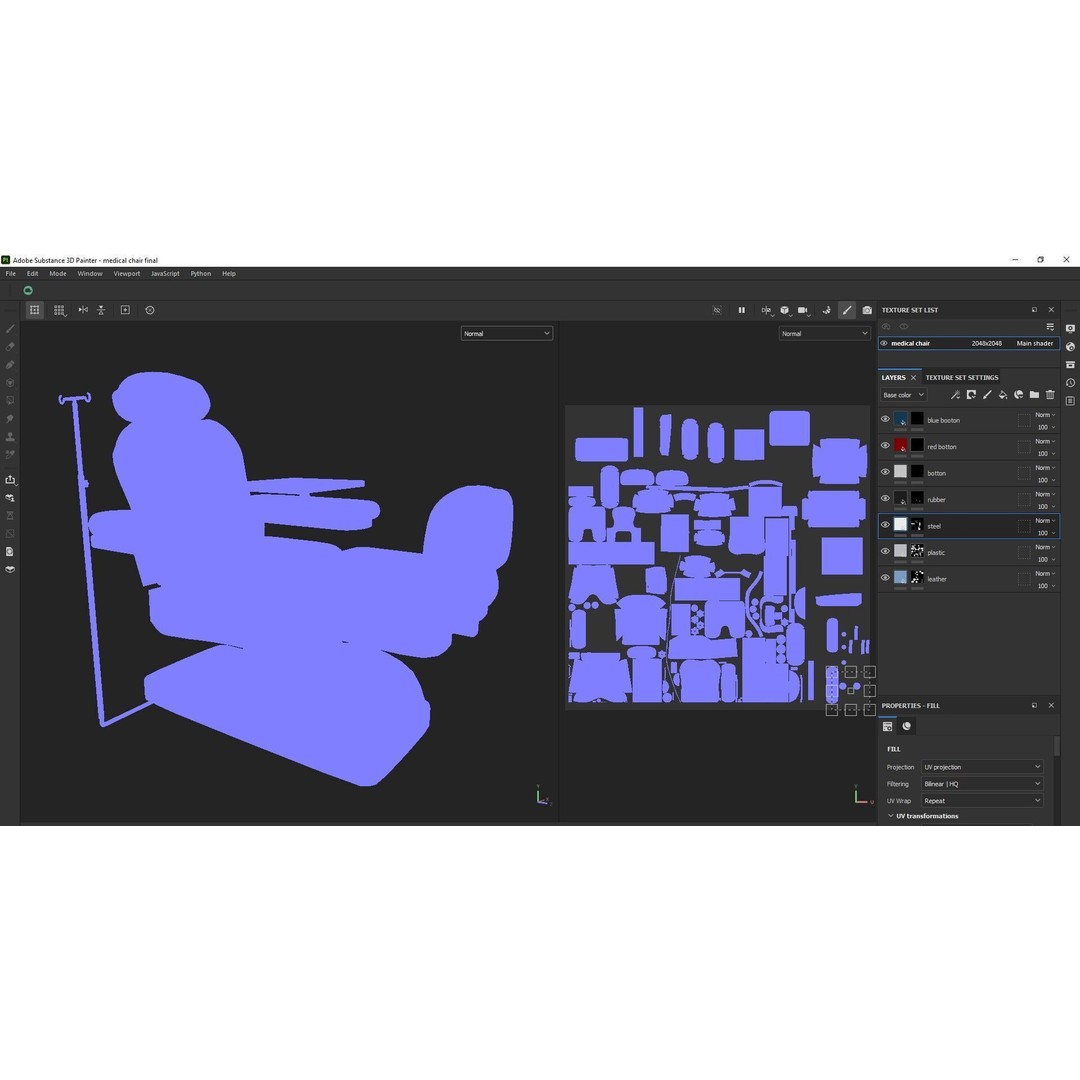 Multifunction Electric Blood Donation Chair 3D Model – Low Poly PBR Medical Asset, FBX - View 21