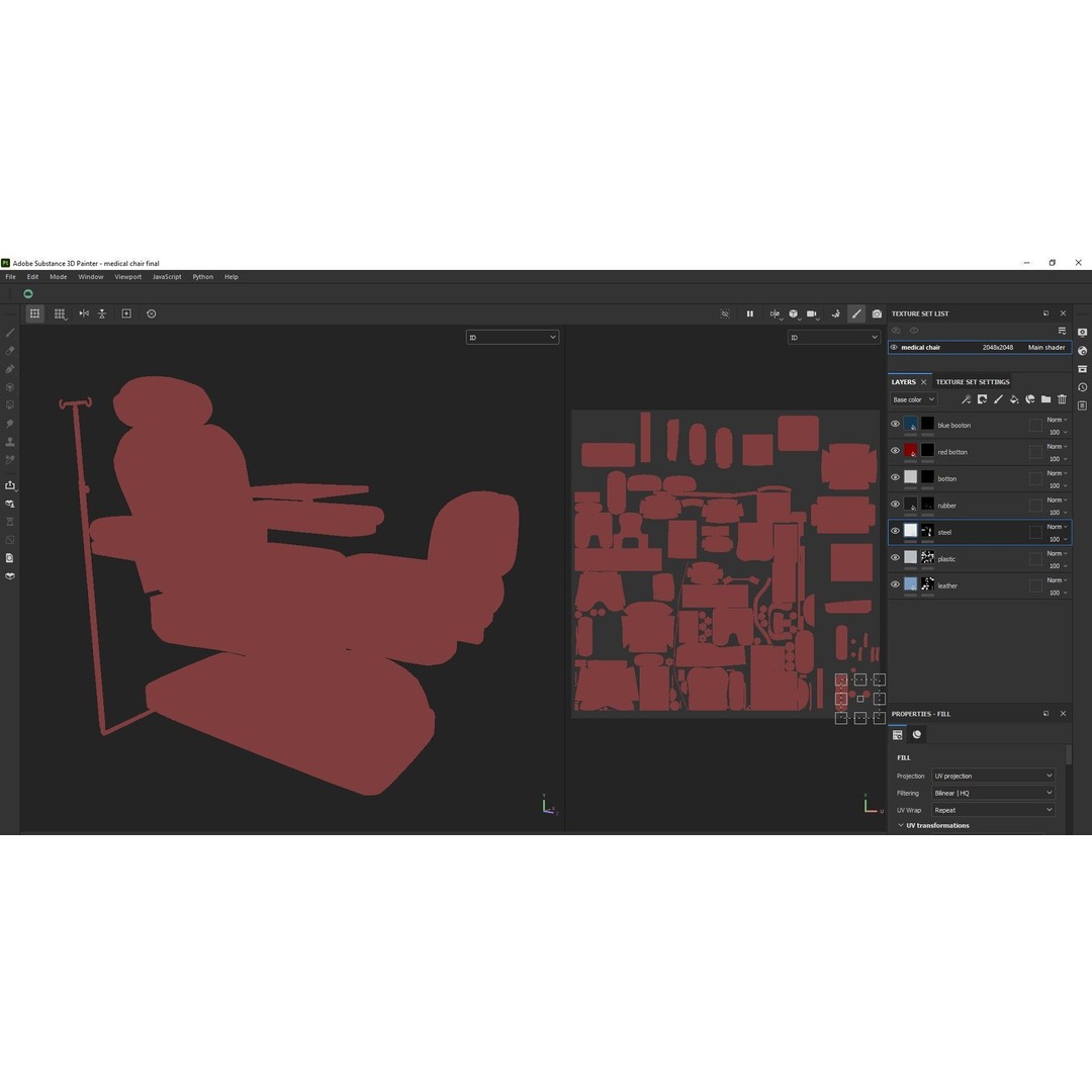Multifunction Electric Blood Donation Chair 3D Model – Low Poly PBR Medical Asset, FBX - View 23