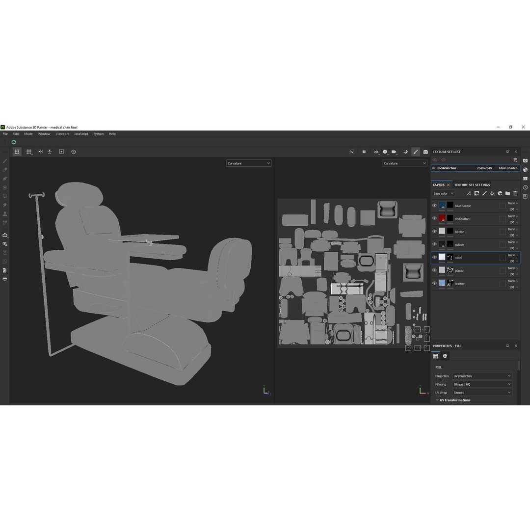 Multifunction Electric Blood Donation Chair 3D Model – Low Poly PBR Medical Asset, FBX - View 25