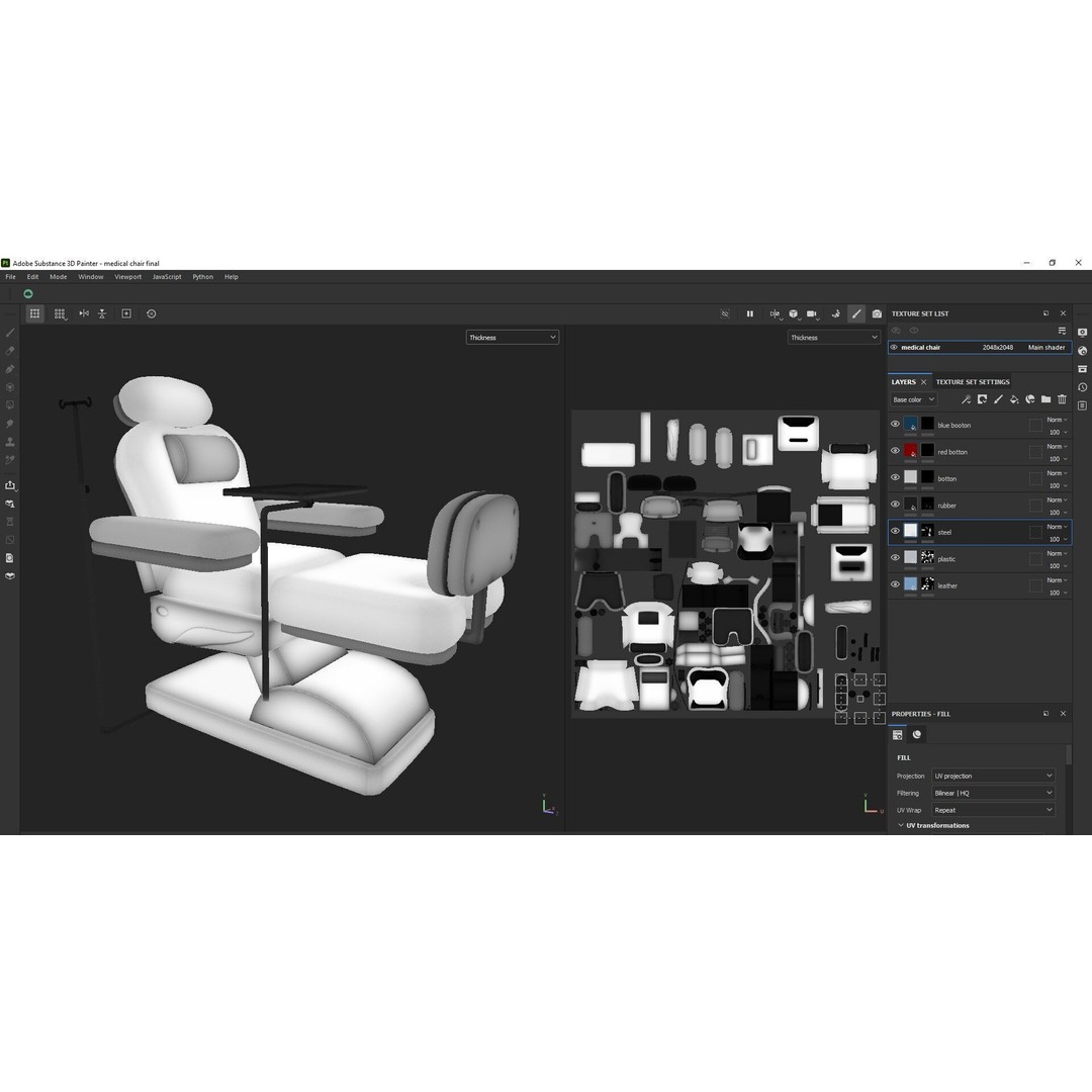 Multifunction Electric Blood Donation Chair 3D Model – Low Poly PBR Medical Asset, FBX - View 27