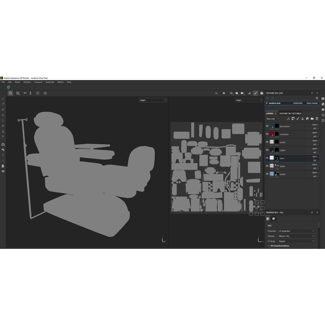 Multifunction Electric Blood Donation Chair 3D Model – Low Poly PBR Medical Asset, FBX - View 28