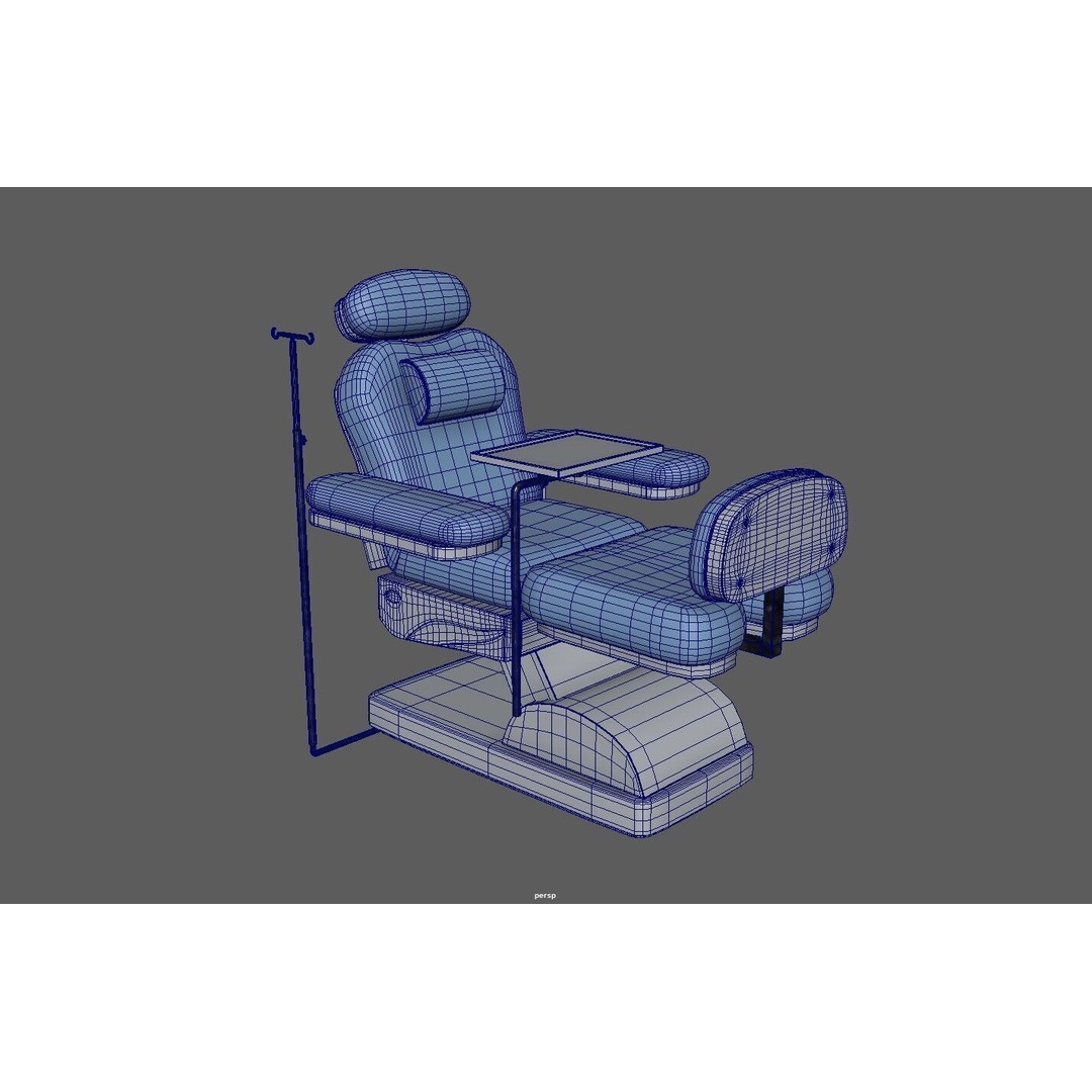 Multifunction Electric Blood Donation Chair 3D Model – Low Poly PBR Medical Asset, FBX - View 8