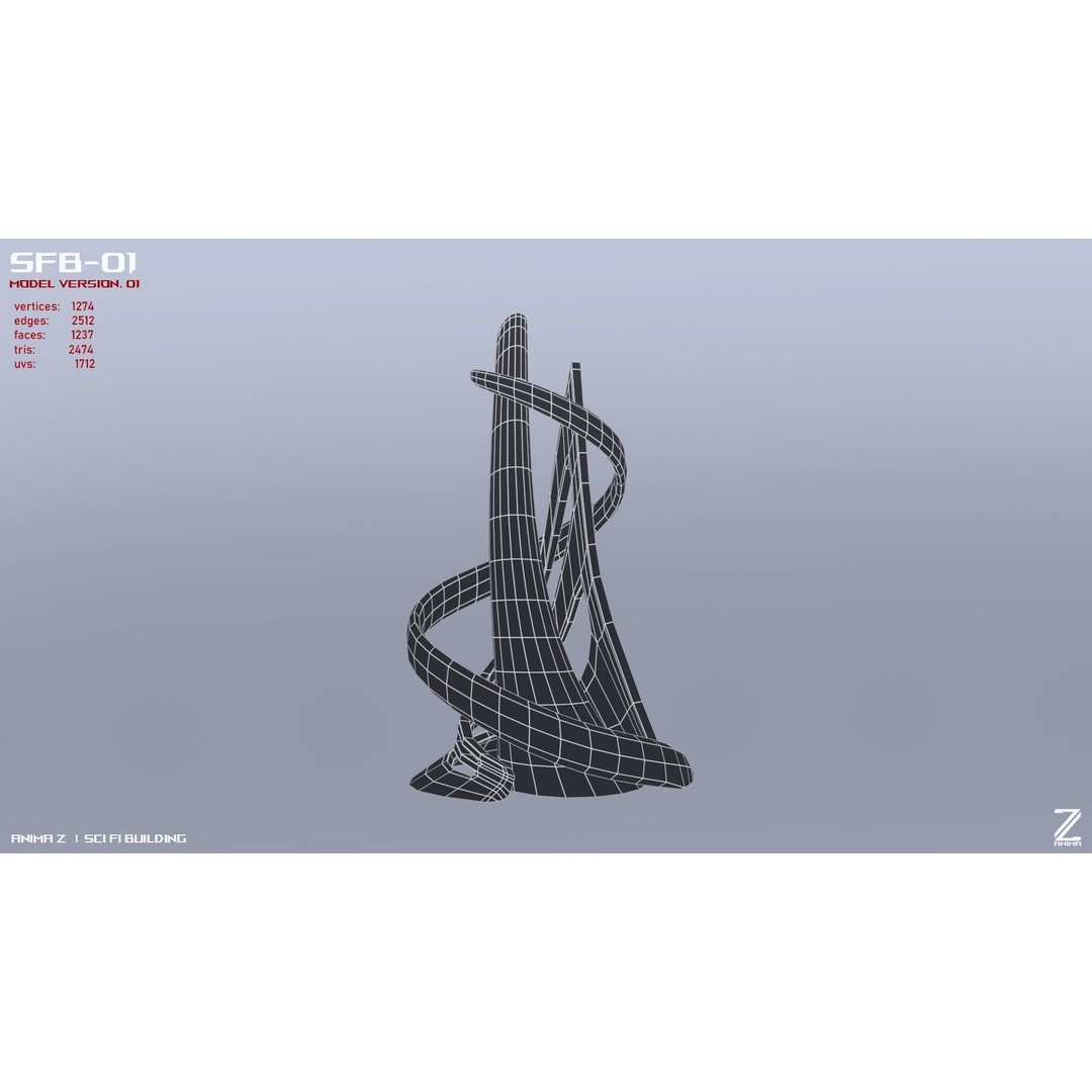 Scifi Building 3D Model – Low Poly Architectural Asset, FBX
