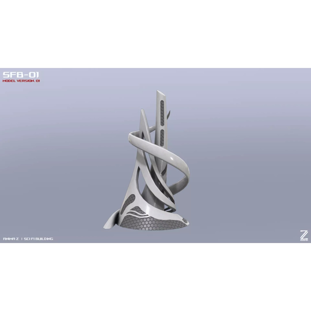 Scifi Building 3D Model – Low Poly Architectural Asset, FBX - View 2