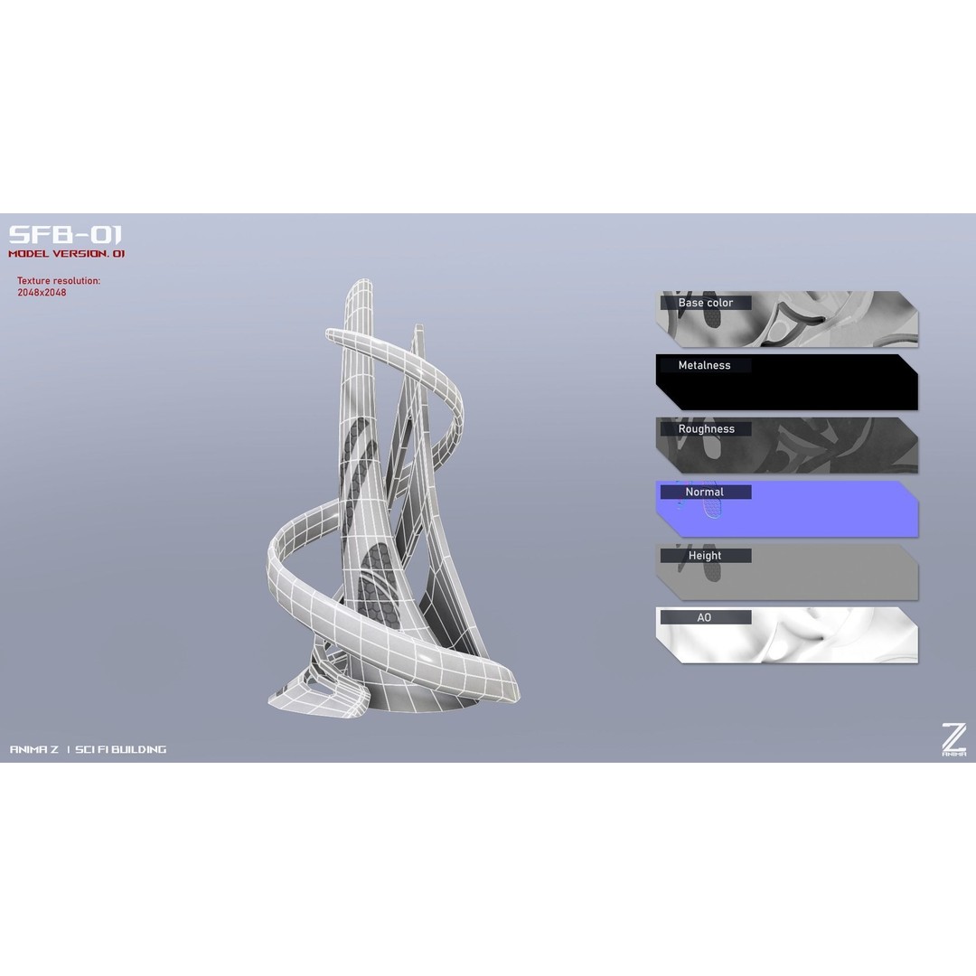 Scifi Building 3D Model – Low Poly Architectural Asset, FBX - View 3