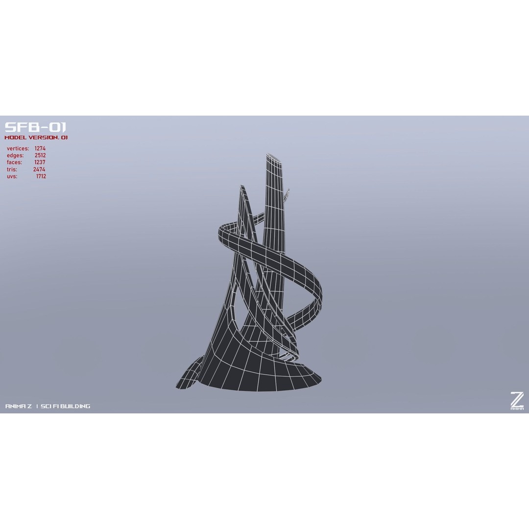 Scifi Building 3D Model – Low Poly Architectural Asset, FBX - View 4