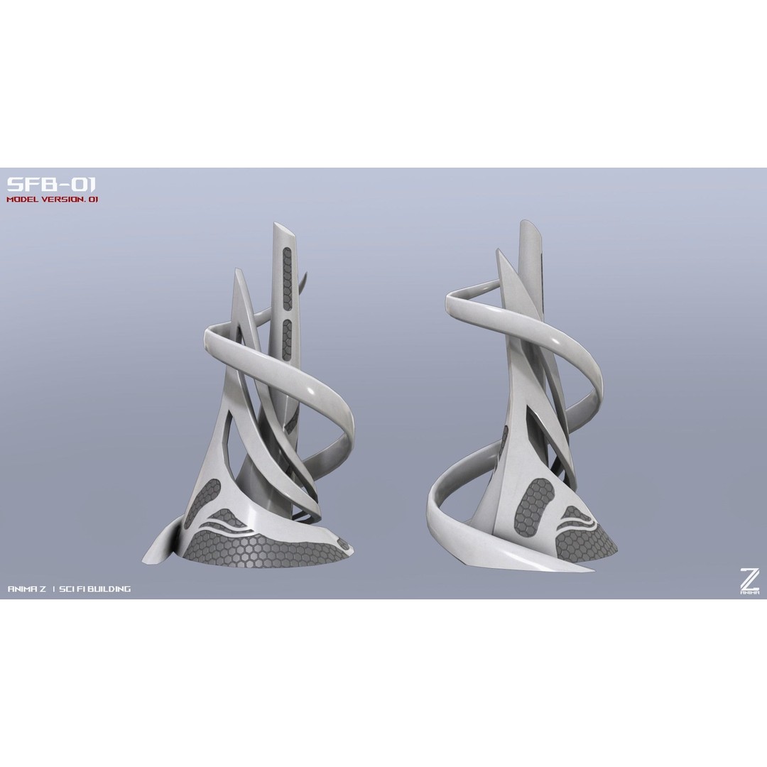 Scifi Building 3D Model – Low Poly Architectural Asset, FBX - View 5