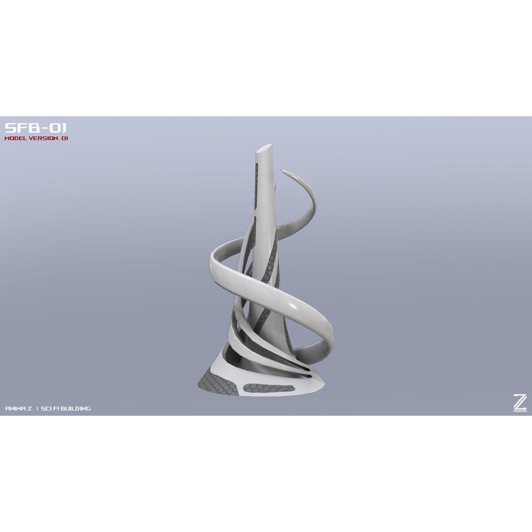 Scifi Building 3D Model – Low Poly Architectural Asset, FBX - View 6