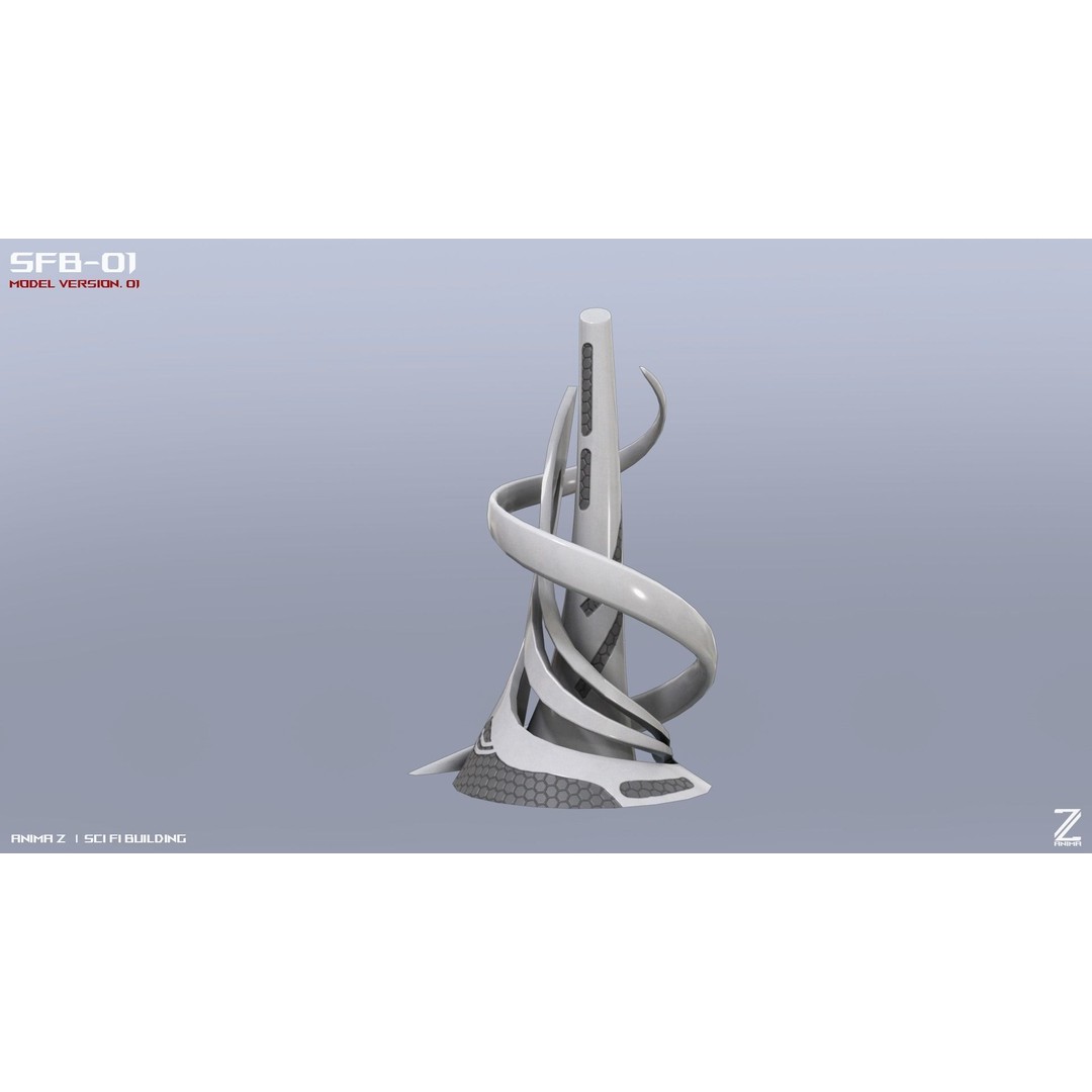 Scifi Building 3D Model – Low Poly Architectural Asset, FBX - View 9