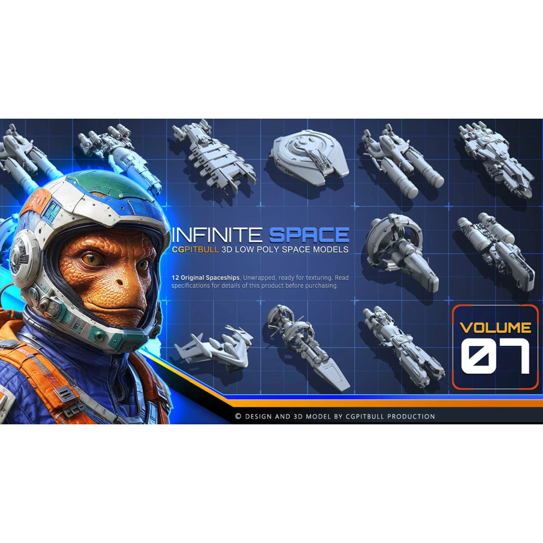 Spaceship 3D Model – Low Poly Sci-Fi Asset, FBX & OBJ Formats - View 2