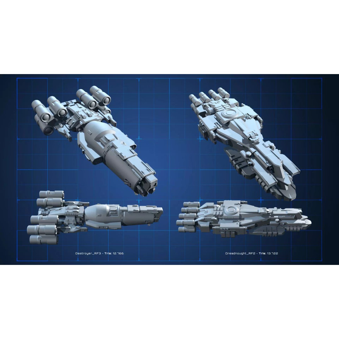 Spaceship 3D Model – Low Poly Sci-Fi Asset, FBX & OBJ Formats - View 4