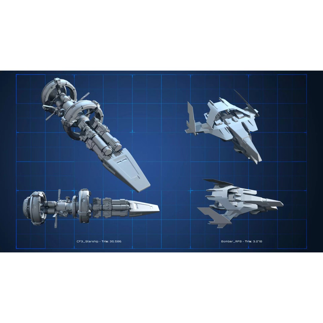 Spaceship 3D Model – Low Poly Sci-Fi Asset, FBX & OBJ Formats - View 5
