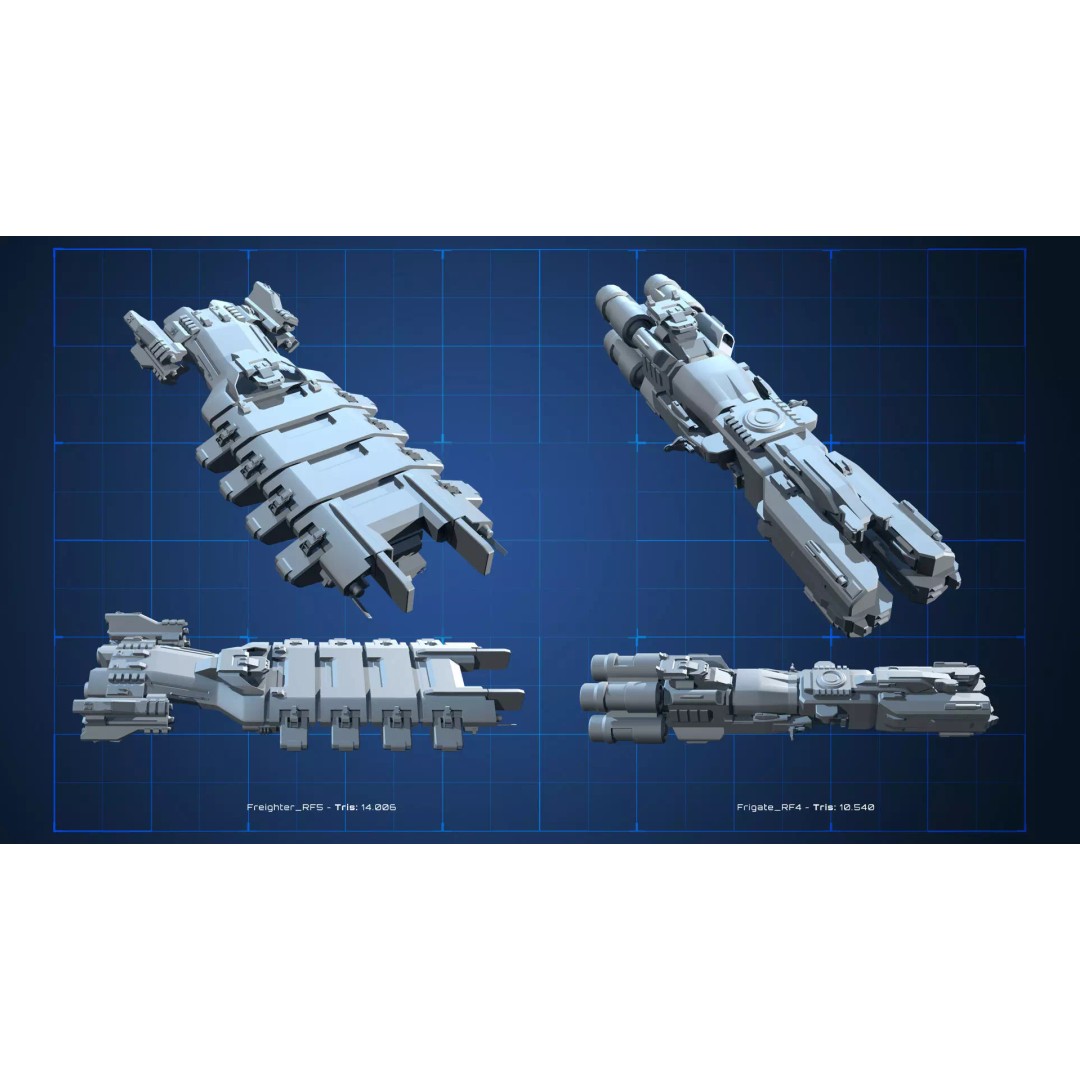 Spaceship 3D Model – Low Poly Sci-Fi Asset, FBX & OBJ Formats - View 7