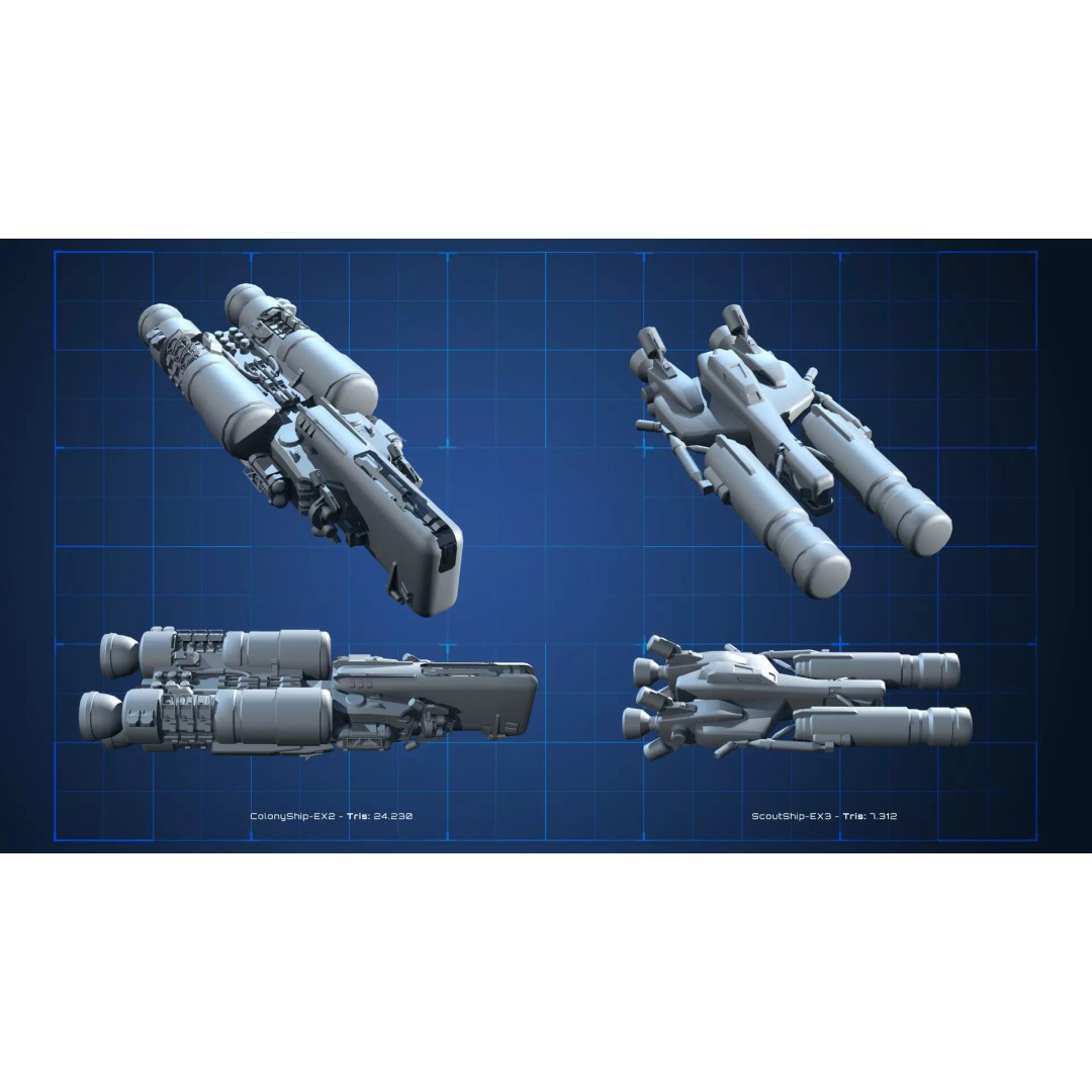 Spaceship 3D Model – Low Poly Sci-Fi Asset, FBX & OBJ Formats - View 8