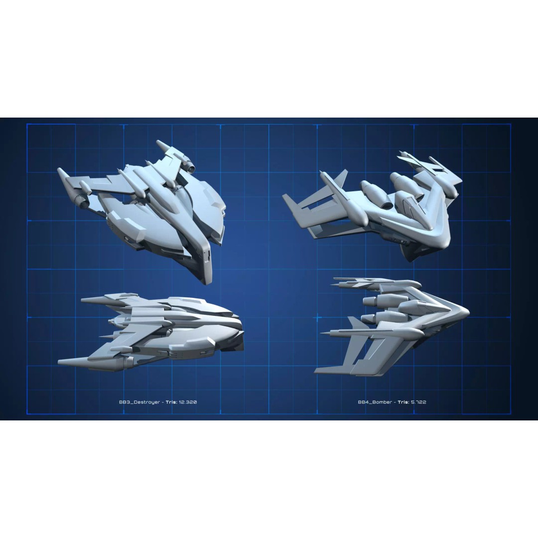 Spaceship 3D Model – Low Poly Sci-Fi Asset, FBX & OBJ Formats - View 9