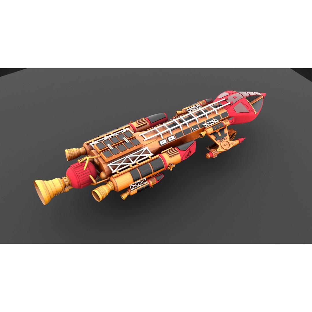 Sci-Fi Spaceship 3D Model – Low Poly Rigged Asset, FBX, PBR - View 10