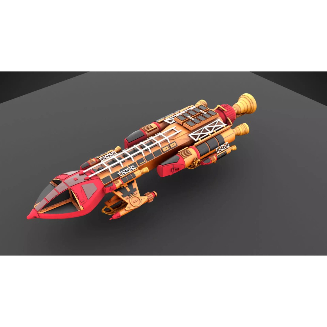 Sci-Fi Spaceship 3D Model – Low Poly Rigged Asset, FBX, PBR - View 2