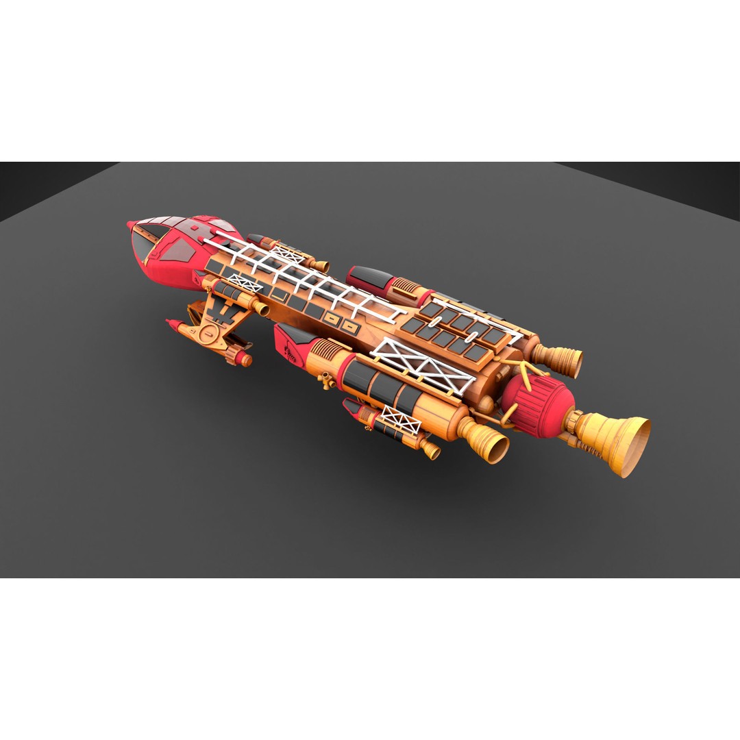 Sci-Fi Spaceship 3D Model – Low Poly Rigged Asset, FBX, PBR - View 4